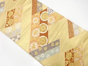 変わり檜垣に花唐草模様織出し袋帯